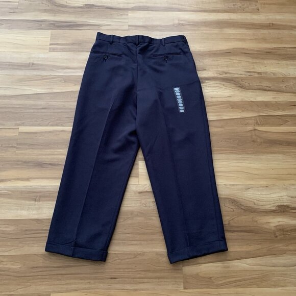 Chaps Pants Men's 36x30 Navy Pleated Classic Fit Cotton Trousers Cuffed Hem - Picture 4 of 8